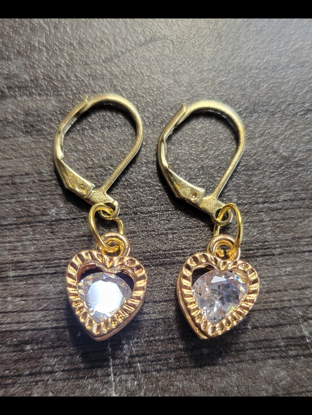Handmade Gold Heart Crystal Drop Earrings - Women Jewelry